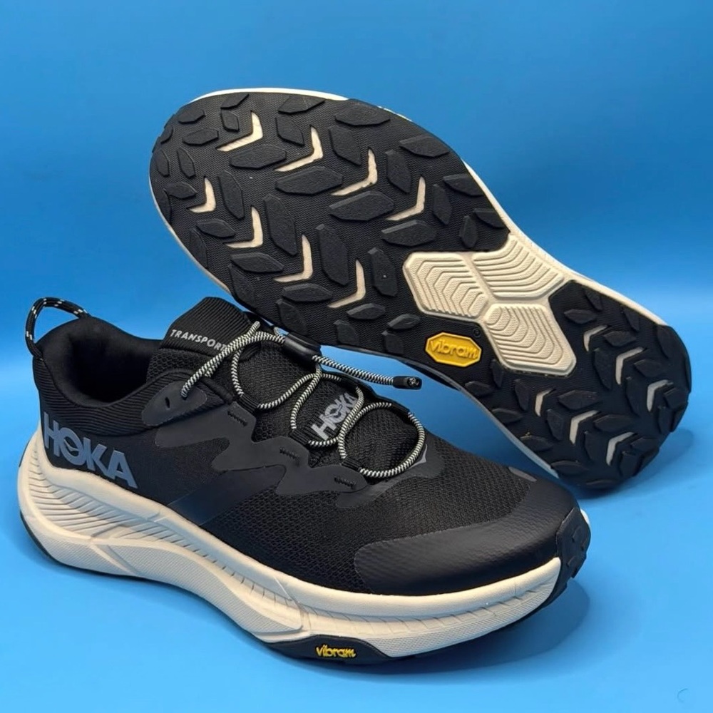 Hoka One One Men's Black and White Athletic Running Shoes